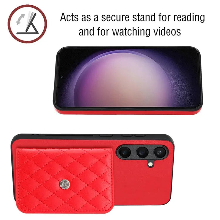 YB Leather Coating Series-8 For Samsung Galaxy S24 Case RFID Blocking Leather Back Cover