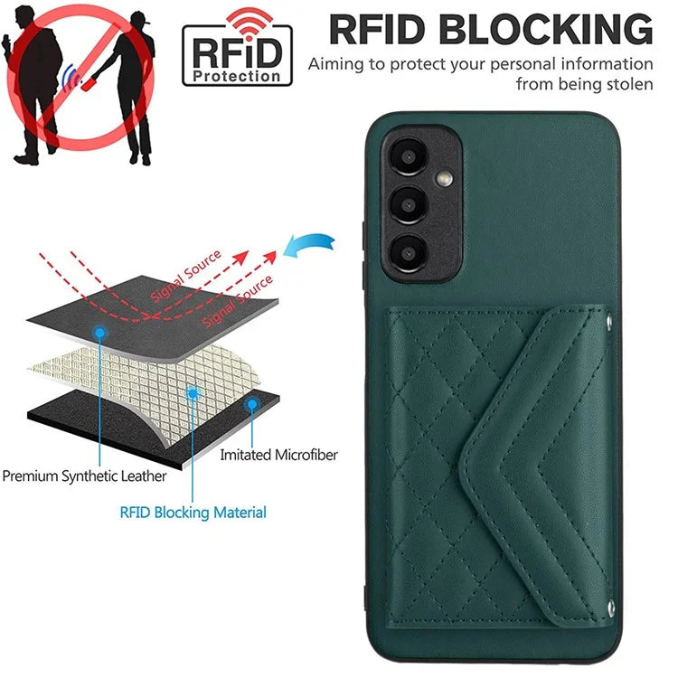 YB Leather Coating Series-8 For Samsung Galaxy A25 5G (Global) (161.0 x 76.5 x 8.3mm) Phone Case Card Bag Cover