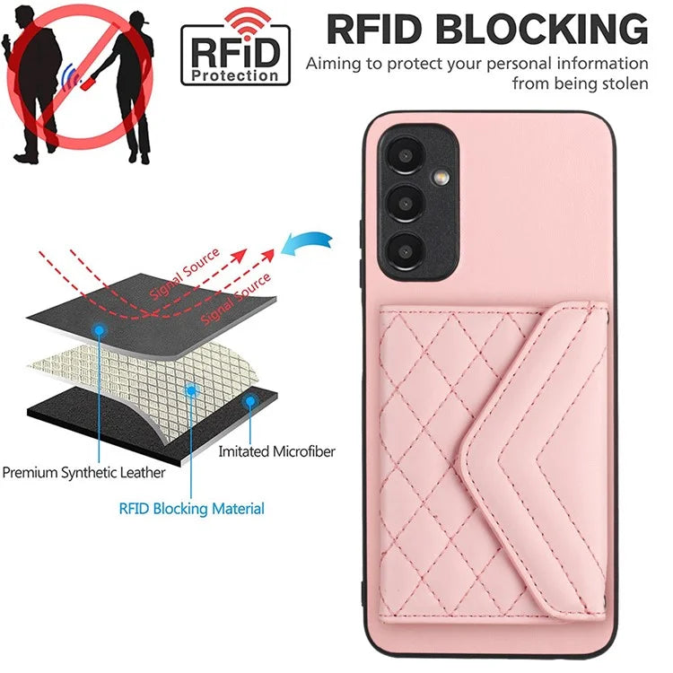 YB Leather Coating Series-8 For Samsung Galaxy A25 5G (Global) (161.0 x 76.5 x 8.3mm) Phone Case Card Bag Cover