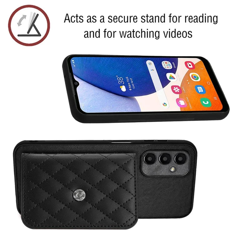 YB Leather Coating Series-8 For Samsung Galaxy A25 5G (Global) (161.0 x 76.5 x 8.3mm) Phone Case Card Bag Cover