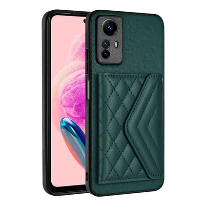 YB Leather Coating Series-8 For Xiaomi Redmi Note 12S 4G Case Kickstand Phone Cover Card Slots