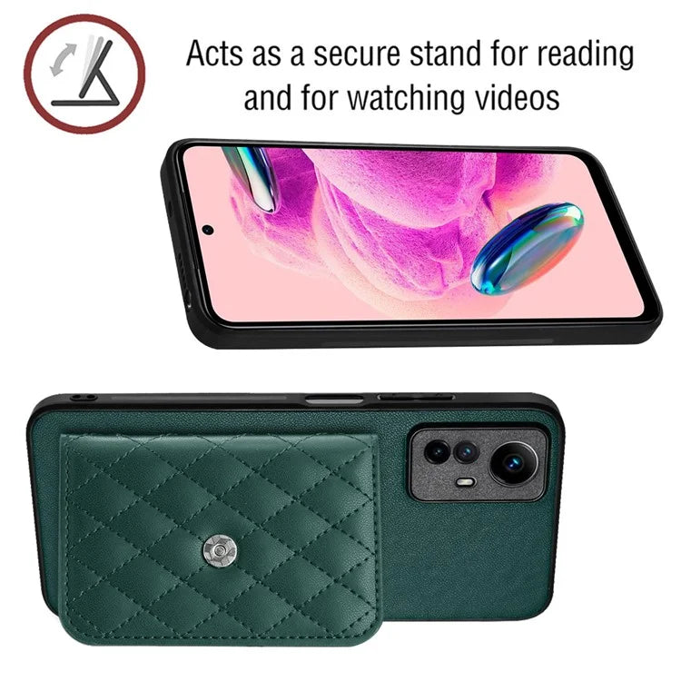 YB Leather Coating Series-8 For Xiaomi Redmi Note 12S 4G Case Kickstand Phone Cover Card Slots