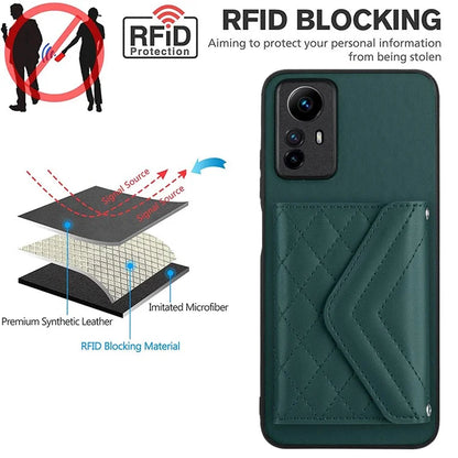 YB Leather Coating Series-8 For Xiaomi Redmi Note 12S 4G Case Kickstand Phone Cover Card Slots