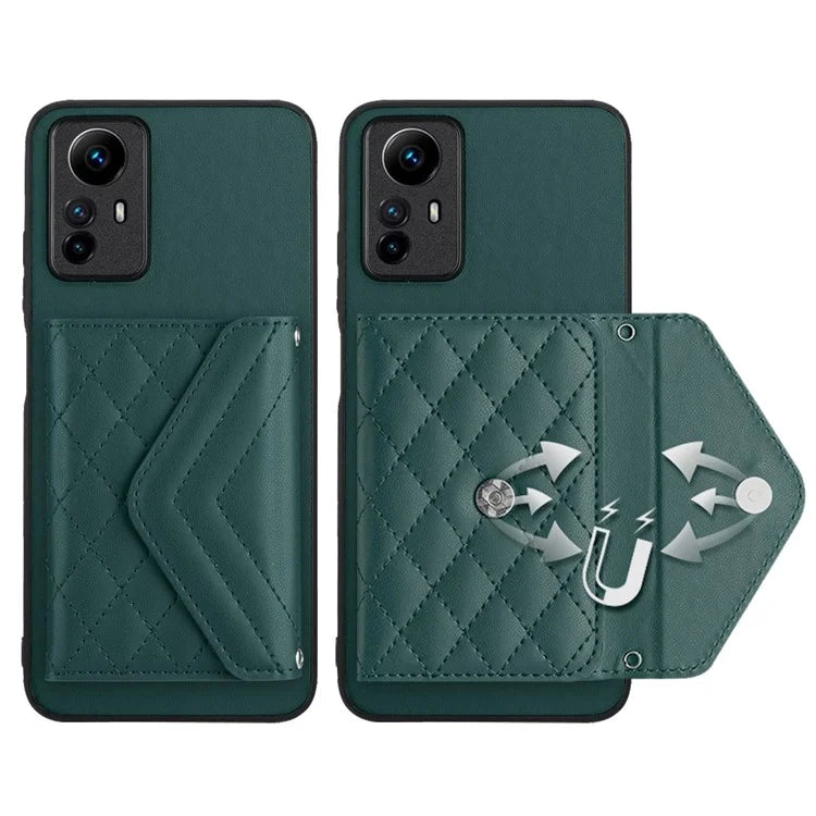 YB Leather Coating Series-8 For Xiaomi Redmi Note 12S 4G Case Kickstand Phone Cover Card Slots