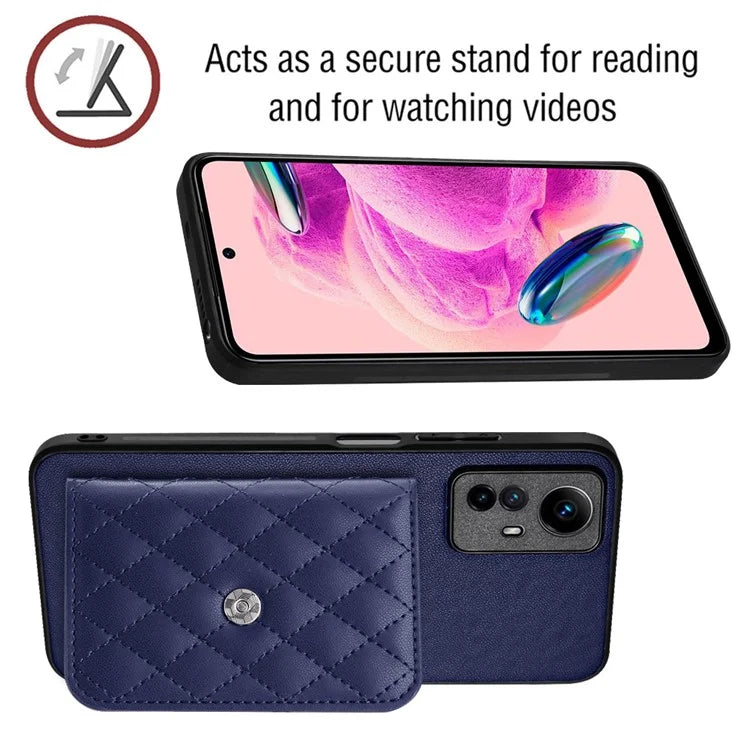 YB Leather Coating Series-8 For Xiaomi Redmi Note 12S 4G Case Kickstand Phone Cover Card Slots