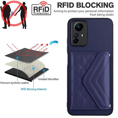 YB Leather Coating Series-8 For Xiaomi Redmi Note 12S 4G Case Kickstand Phone Cover Card Slots