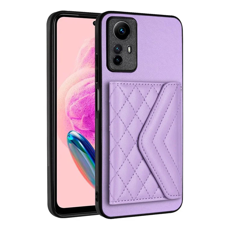 YB Leather Coating Series-8 For Xiaomi Redmi Note 12S 4G Case Kickstand Phone Cover Card Slots
