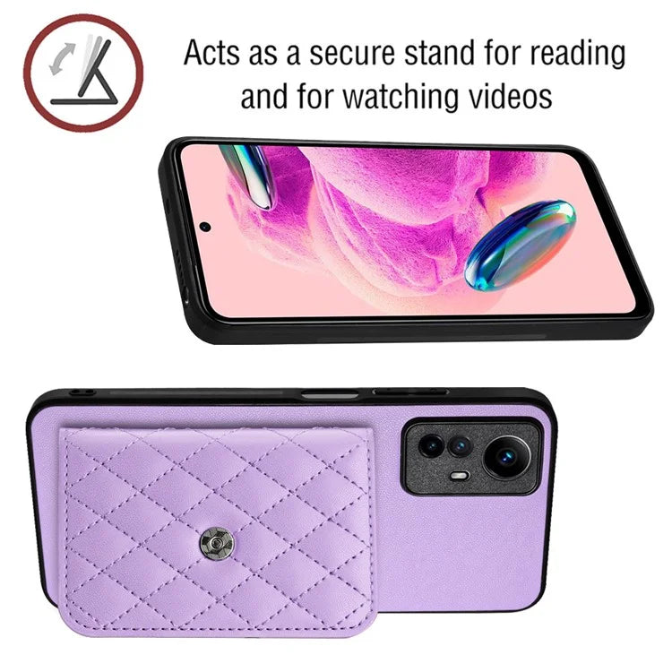 YB Leather Coating Series-8 For Xiaomi Redmi Note 12S 4G Case Kickstand Phone Cover Card Slots