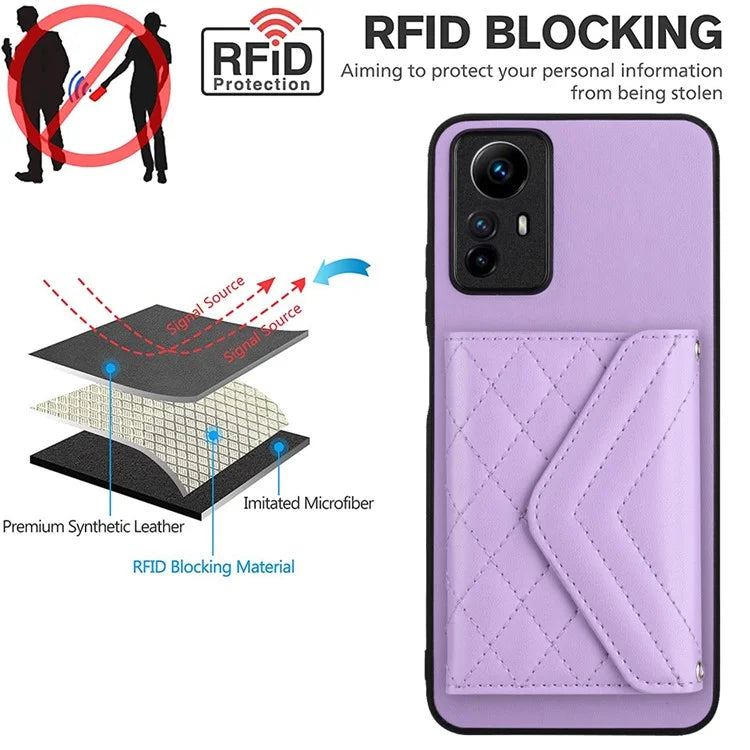 YB Leather Coating Series-8 For Xiaomi Redmi Note 12S 4G Case Kickstand Phone Cover Card Slots