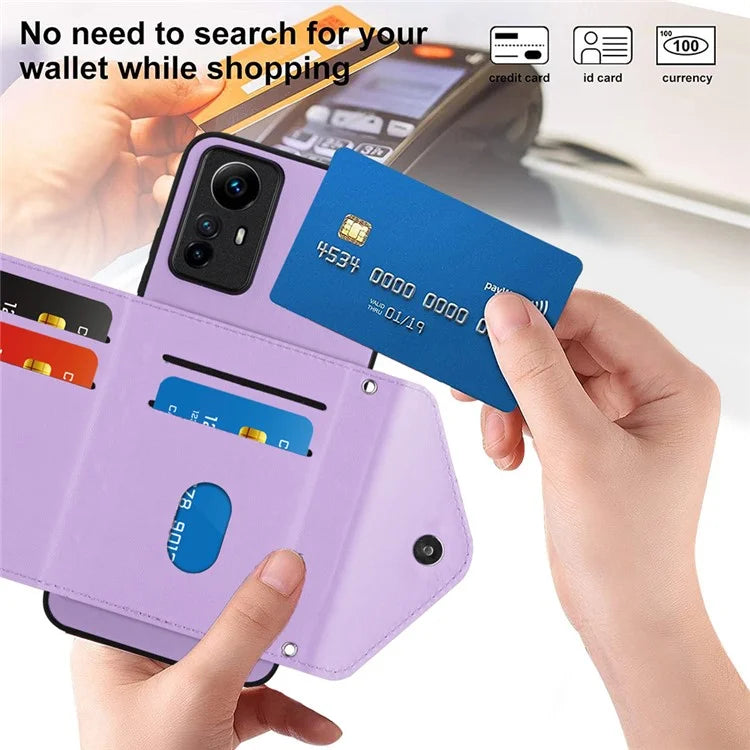 YB Leather Coating Series-8 For Xiaomi Redmi Note 12S 4G Case Kickstand Phone Cover Card Slots
