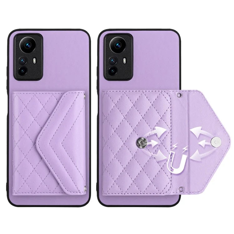 YB Leather Coating Series-8 For Xiaomi Redmi Note 12S 4G Case Kickstand Phone Cover Card Slots