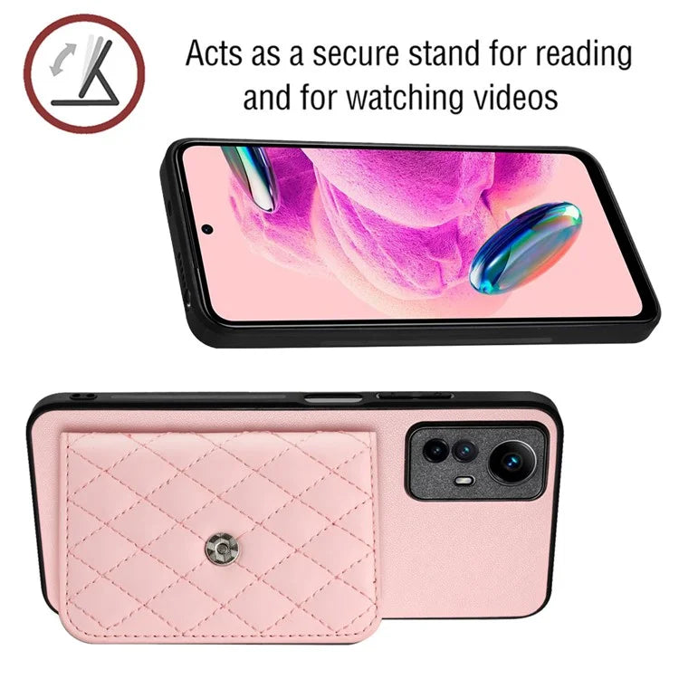 YB Leather Coating Series-8 For Xiaomi Redmi Note 12S 4G Case Kickstand Phone Cover Card Slots