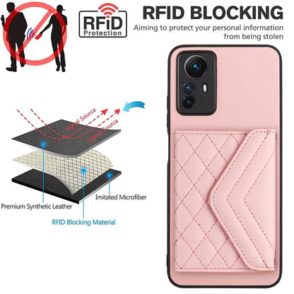 YB Leather Coating Series-8 For Xiaomi Redmi Note 12S 4G Case Kickstand Phone Cover Card Slots