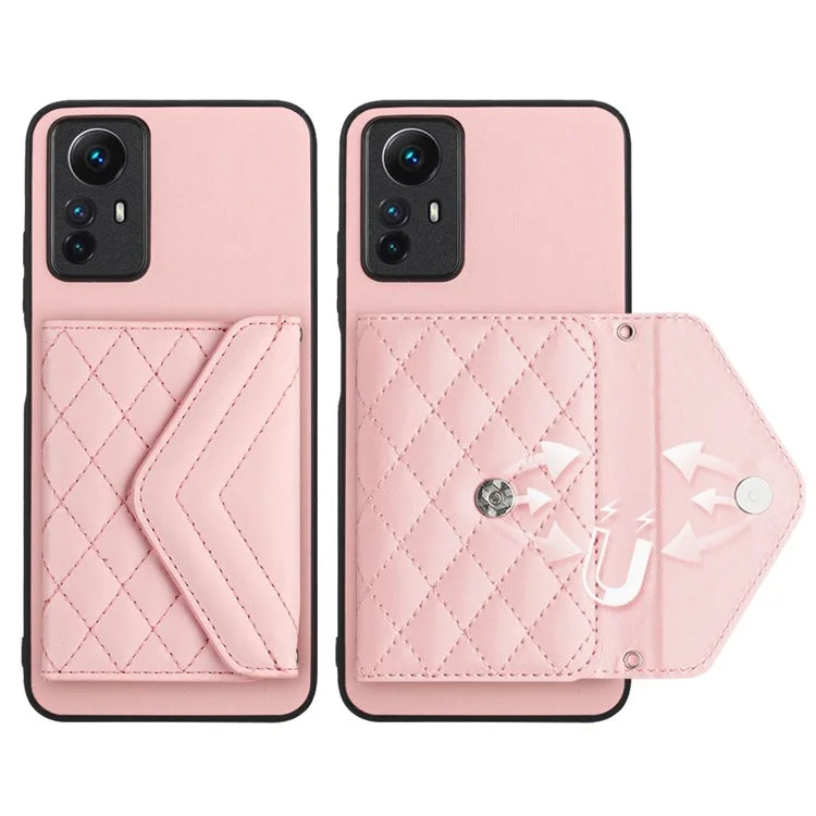 YB Leather Coating Series-8 For Xiaomi Redmi Note 12S 4G Case Kickstand Phone Cover Card Slots