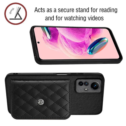 YB Leather Coating Series-8 For Xiaomi Redmi Note 12S 4G Case Kickstand Phone Cover Card Slots