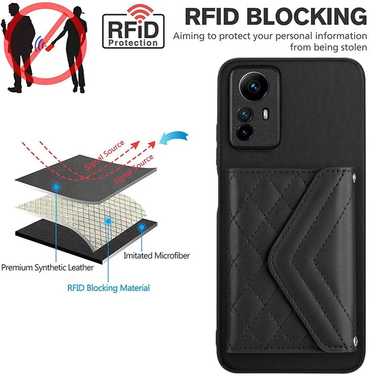 YB Leather Coating Series-8 For Xiaomi Redmi Note 12S 4G Case Kickstand Phone Cover Card Slots