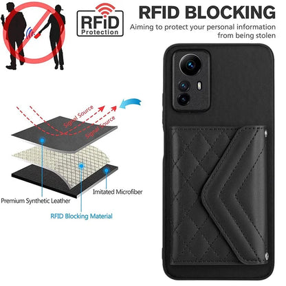 YB Leather Coating Series-8 For Xiaomi Redmi Note 12S 4G Case Kickstand Phone Cover Card Slots