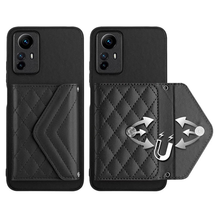 YB Leather Coating Series-8 For Xiaomi Redmi Note 12S 4G Case Kickstand Phone Cover Card Slots