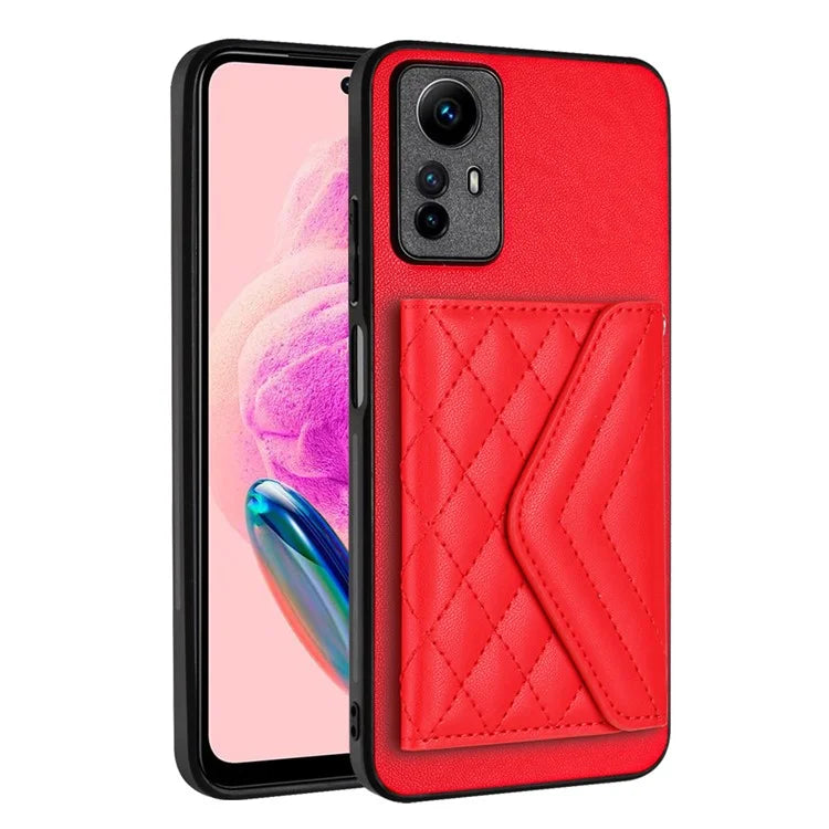 YB Leather Coating Series-8 For Xiaomi Redmi Note 12S 4G Case Kickstand Phone Cover Card Slots