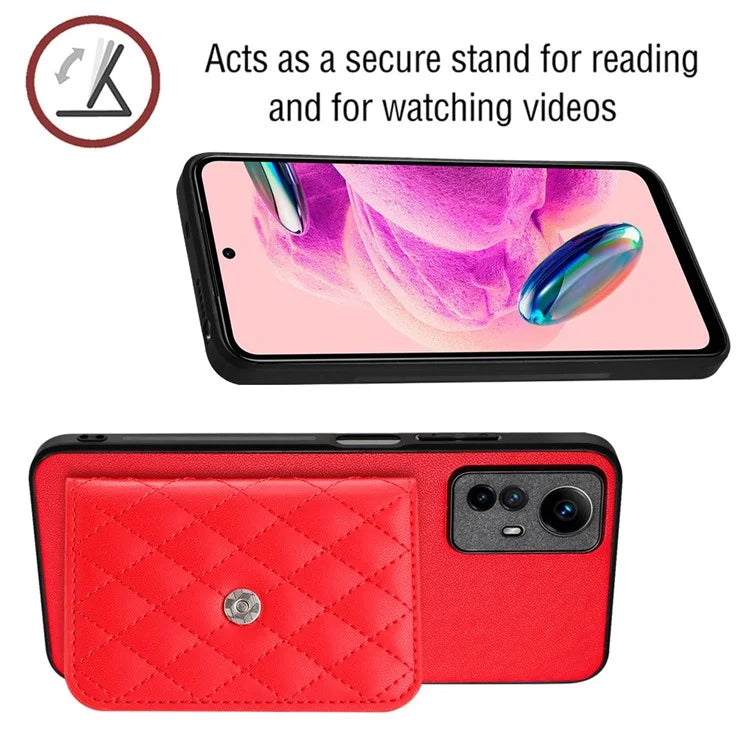 YB Leather Coating Series-8 For Xiaomi Redmi Note 12S 4G Case Kickstand Phone Cover Card Slots
