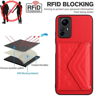 YB Leather Coating Series-8 For Xiaomi Redmi Note 12S 4G Case Kickstand Phone Cover Card Slots