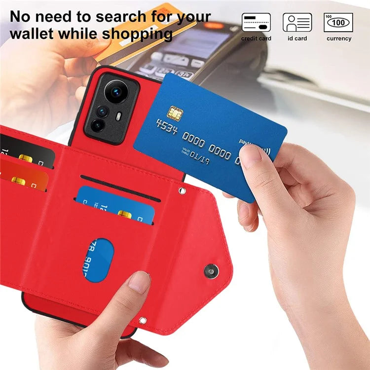 YB Leather Coating Series-8 For Xiaomi Redmi Note 12S 4G Case Kickstand Phone Cover Card Slots