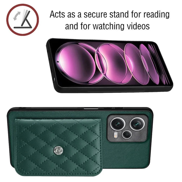 YB Leather Coating Series-8 For Xiaomi Redmi Note 12 Pro 5G Kickstand Case Card Holder Phone Cover