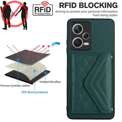 YB Leather Coating Series-8 For Xiaomi Redmi Note 12 Pro 5G Kickstand Case Card Holder Phone Cover