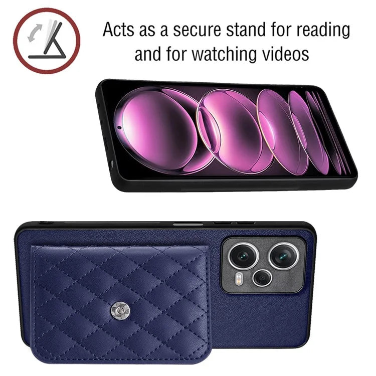 YB Leather Coating Series-8 For Xiaomi Redmi Note 12 Pro 5G Kickstand Case Card Holder Phone Cover