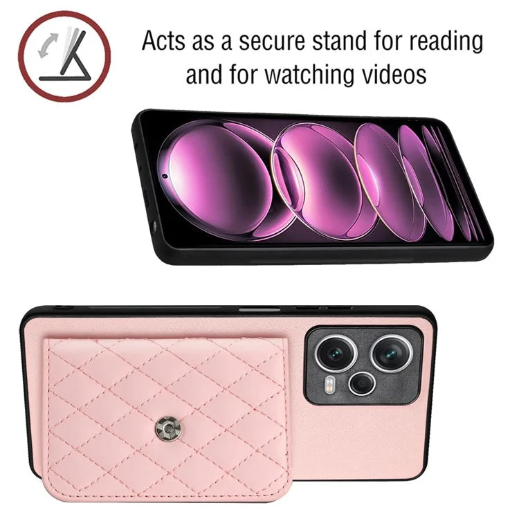YB Leather Coating Series-8 For Xiaomi Redmi Note 12 Pro 5G Kickstand Case Card Holder Phone Cover
