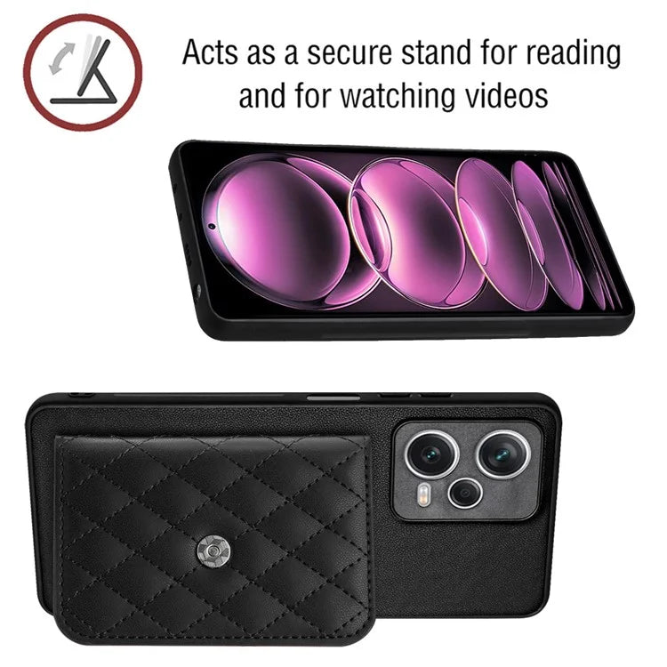 YB Leather Coating Series-8 For Xiaomi Redmi Note 12 Pro 5G Kickstand Case Card Holder Phone Cover