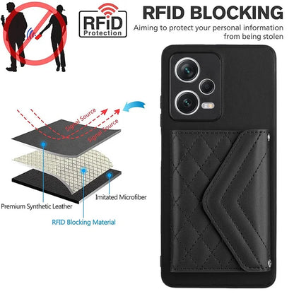 YB Leather Coating Series-8 For Xiaomi Redmi Note 12 Pro 5G Kickstand Case Card Holder Phone Cover