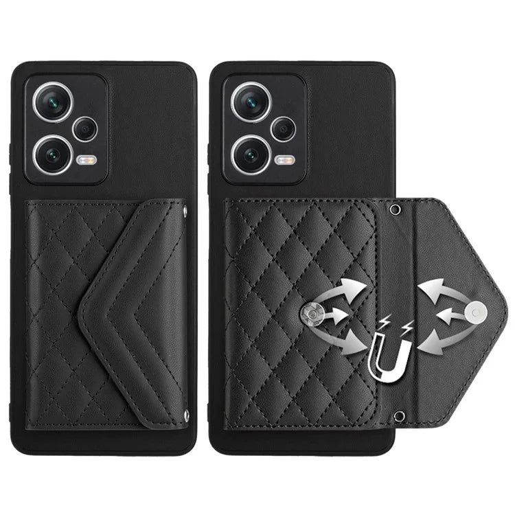 YB Leather Coating Series-8 For Xiaomi Redmi Note 12 Pro 5G Kickstand Case Card Holder Phone Cover