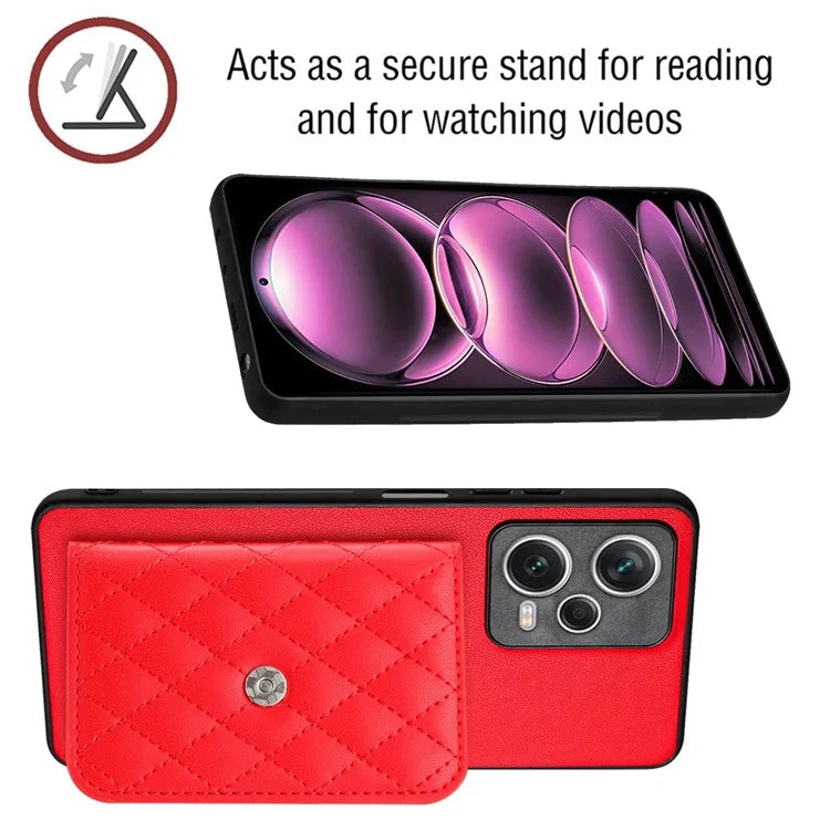 YB Leather Coating Series-8 For Xiaomi Redmi Note 12 Pro 5G Kickstand Case Card Holder Phone Cover