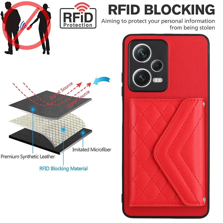YB Leather Coating Series-8 For Xiaomi Redmi Note 12 Pro 5G Kickstand Case Card Holder Phone Cover
