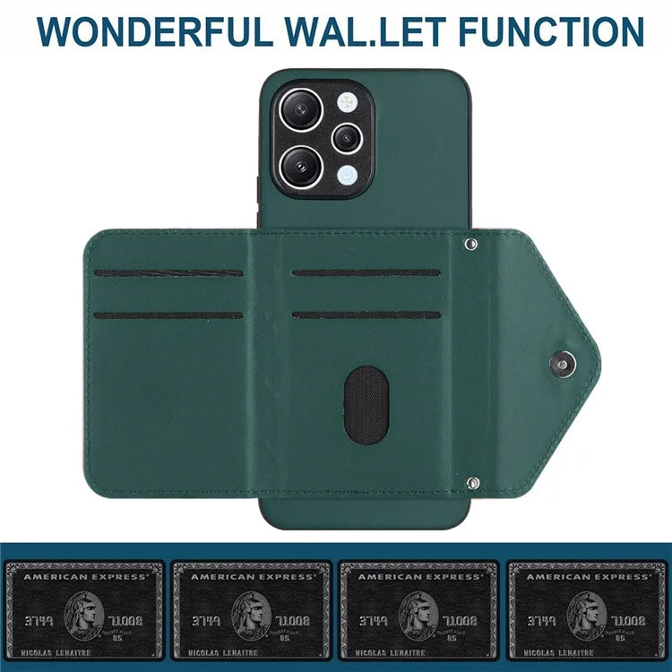 YB Leather Coating Series-8 For Xiaomi Redmi 12 4G Phone Case RFID Blocking Card Slots