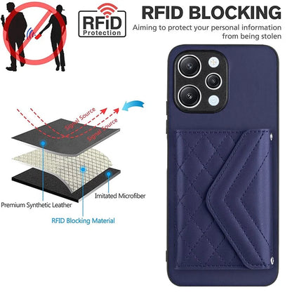 YB Leather Coating Series-8 For Xiaomi Redmi 12 4G Phone Case RFID Blocking Card Slots