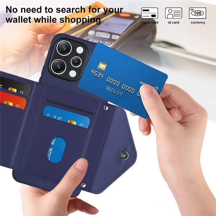 YB Leather Coating Series-8 For Xiaomi Redmi 12 4G Phone Case RFID Blocking Card Slots