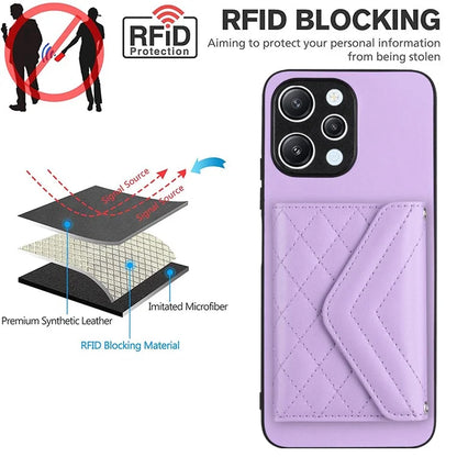 YB Leather Coating Series-8 For Xiaomi Redmi 12 4G Phone Case RFID Blocking Card Slots