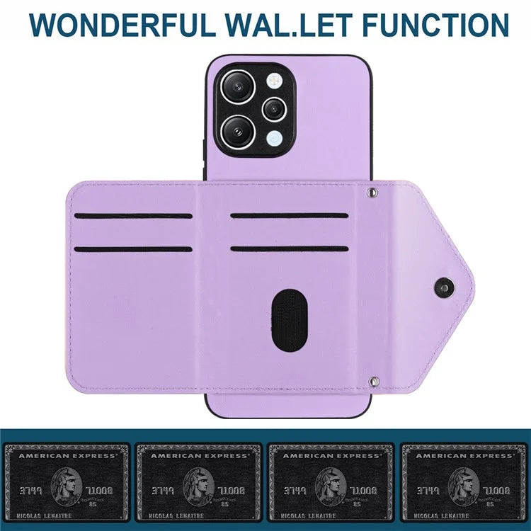 YB Leather Coating Series-8 For Xiaomi Redmi 12 4G Phone Case RFID Blocking Card Slots
