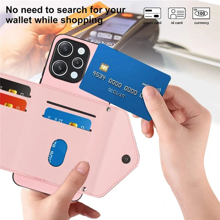 YB Leather Coating Series-8 For Xiaomi Redmi 12 4G Phone Case RFID Blocking Card Slots