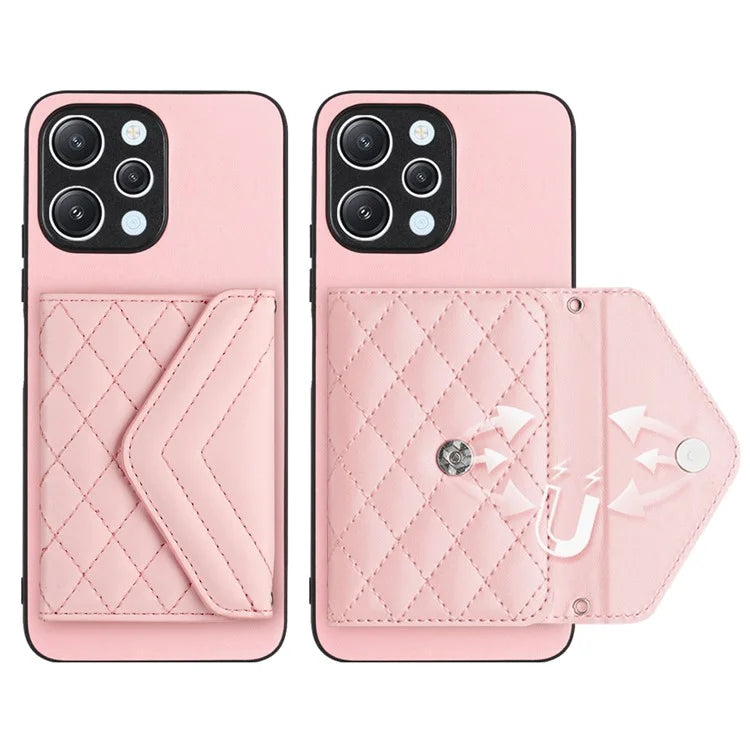 YB Leather Coating Series-8 For Xiaomi Redmi 12 4G Phone Case RFID Blocking Card Slots