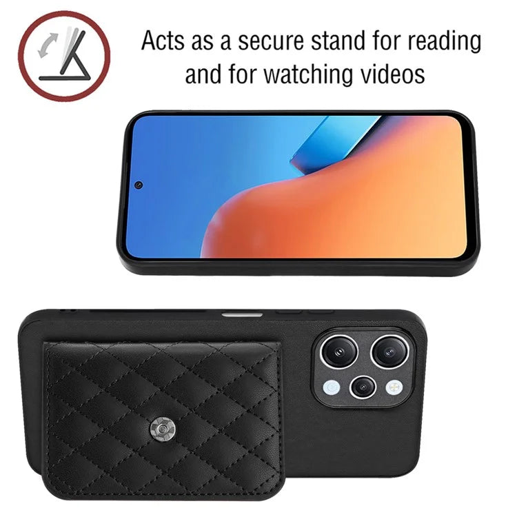 YB Leather Coating Series-8 For Xiaomi Redmi 12 4G Phone Case RFID Blocking Card Slots