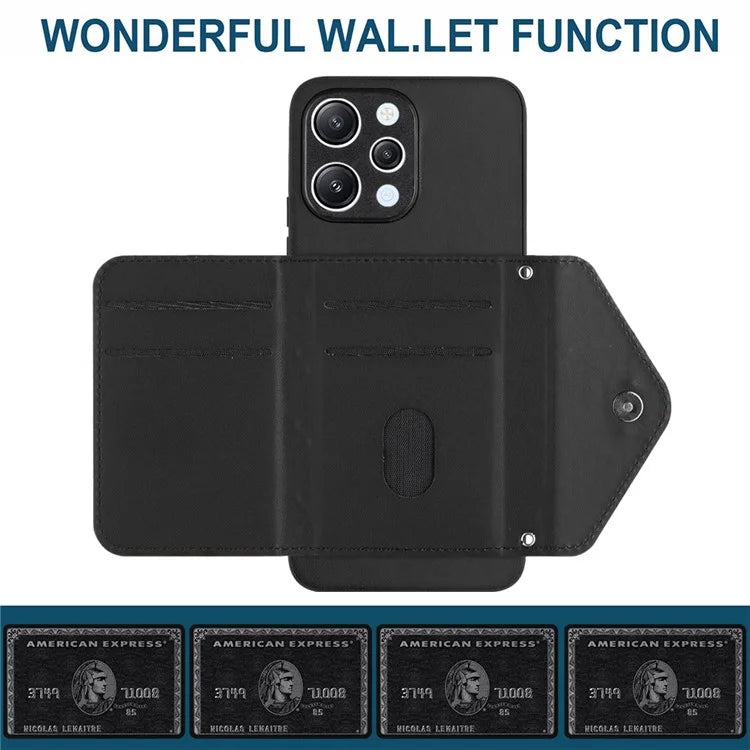YB Leather Coating Series-8 For Xiaomi Redmi 12 4G Phone Case RFID Blocking Card Slots