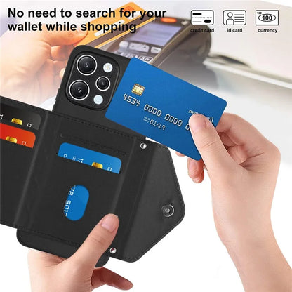 YB Leather Coating Series-8 For Xiaomi Redmi 12 4G Phone Case RFID Blocking Card Slots