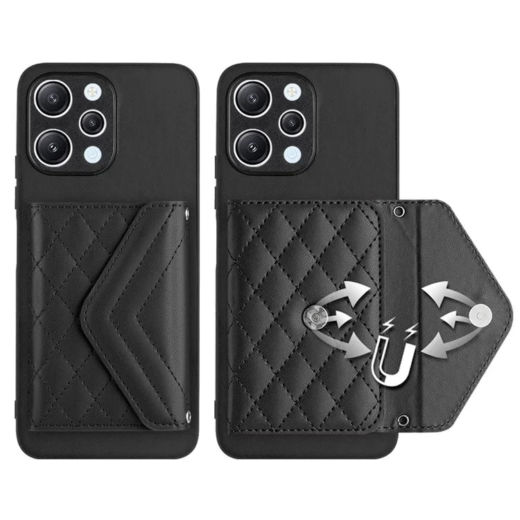 YB Leather Coating Series-8 For Xiaomi Redmi 12 4G Phone Case RFID Blocking Card Slots