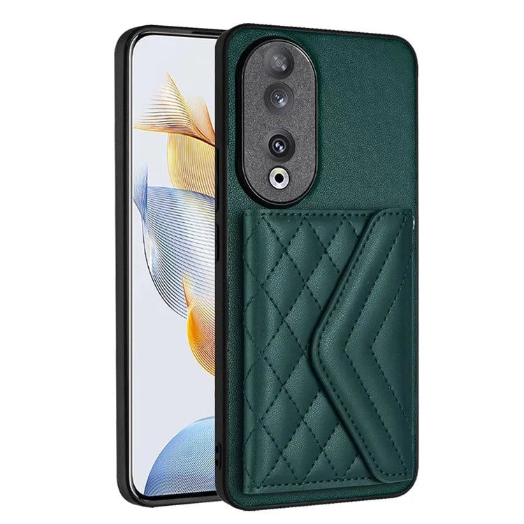 YB Leather Coating Series-8 For Honor 90 Cover Kickstand RFID Blocking Phone Card Case