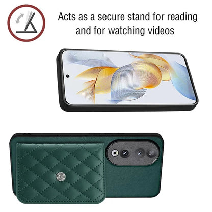YB Leather Coating Series-8 For Honor 90 Cover Kickstand RFID Blocking Phone Card Case