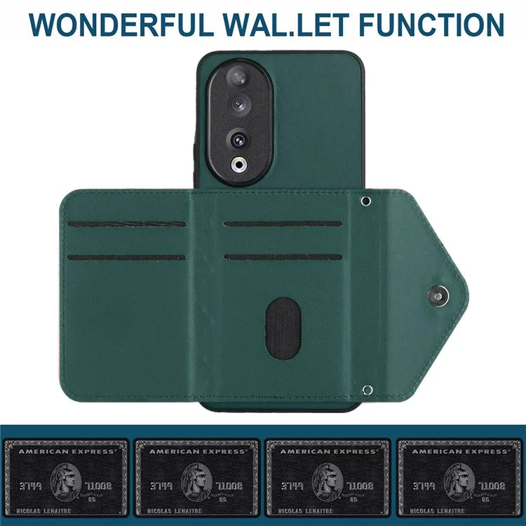 YB Leather Coating Series-8 For Honor 90 Cover Kickstand RFID Blocking Phone Card Case