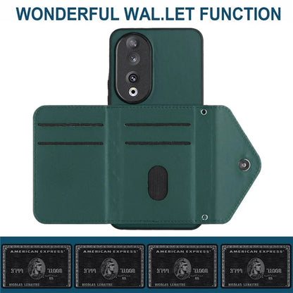 YB Leather Coating Series-8 For Honor 90 Cover Kickstand RFID Blocking Phone Card Case